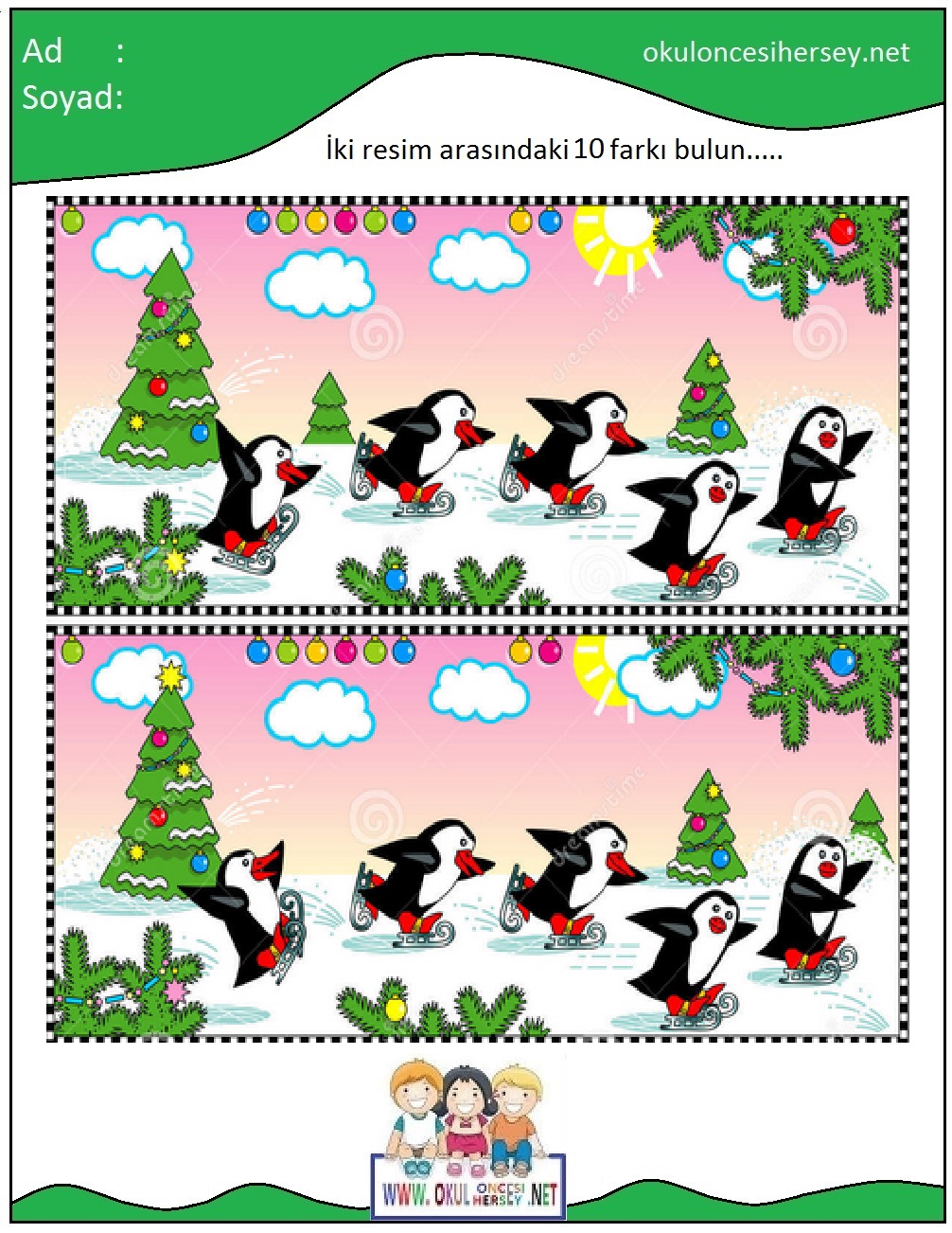 okul öncesi İki Resim Arasındaki Farkı Bul